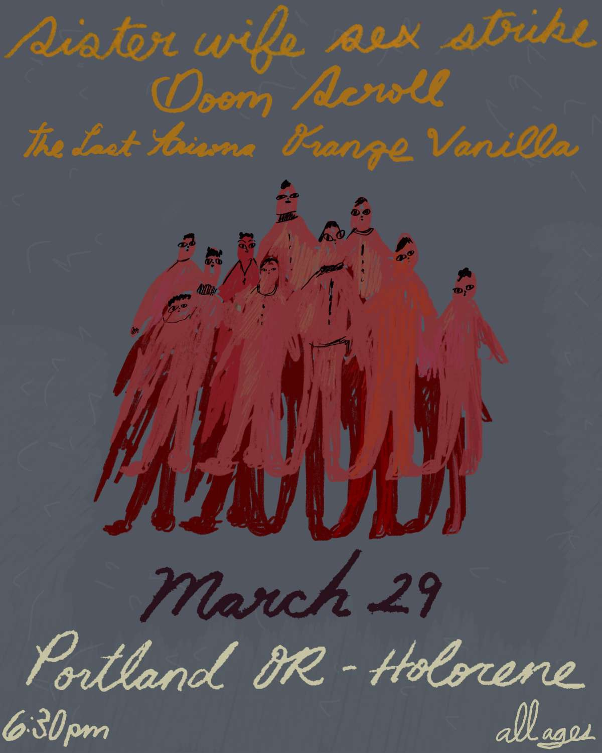 Sister Wife Sex Strike, Doom Scroll, The Last Arizona, Orange