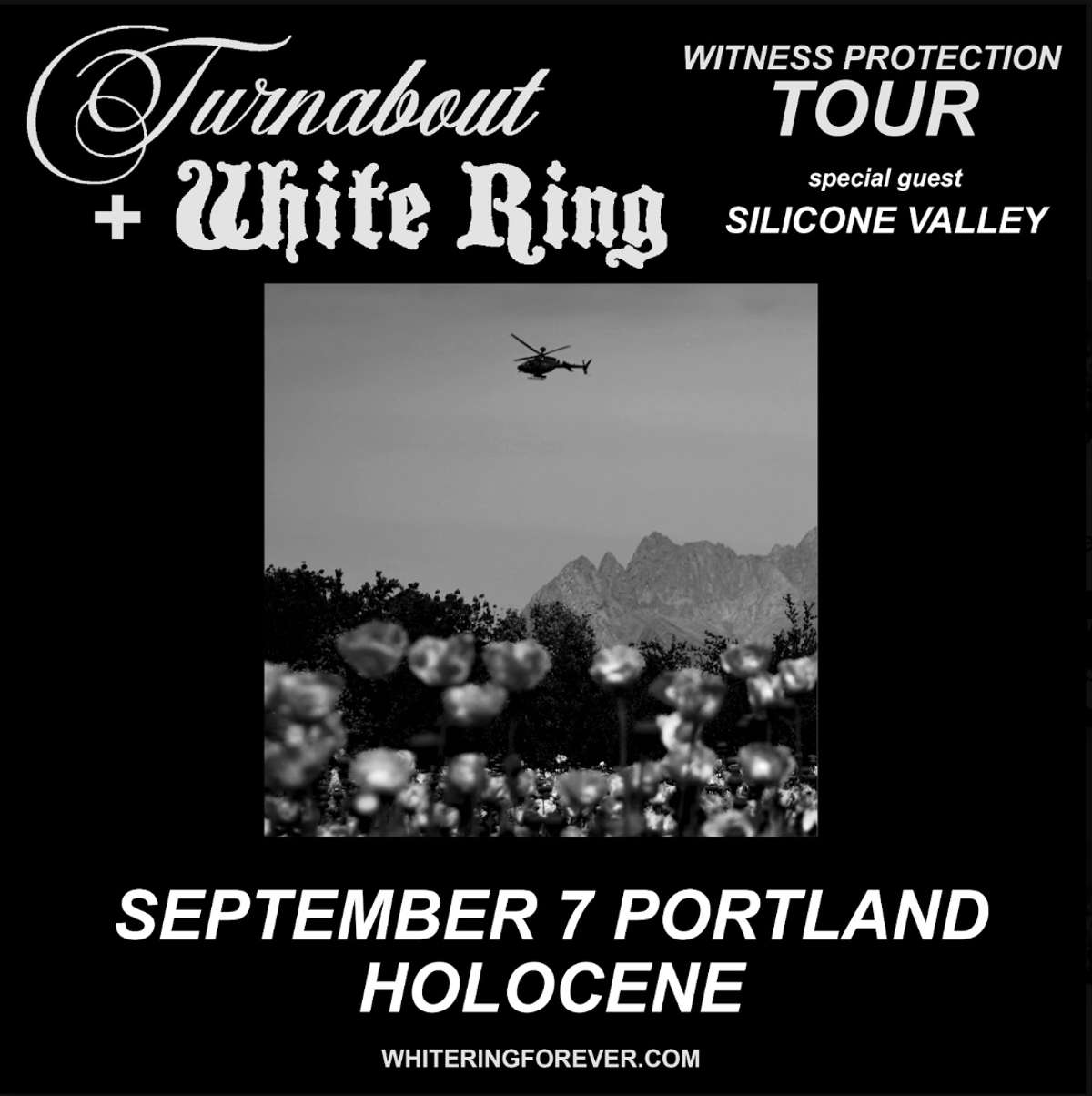 Turnabout + White Ring w/ Silicone Valley – Witness Protection Tour – All Ages
